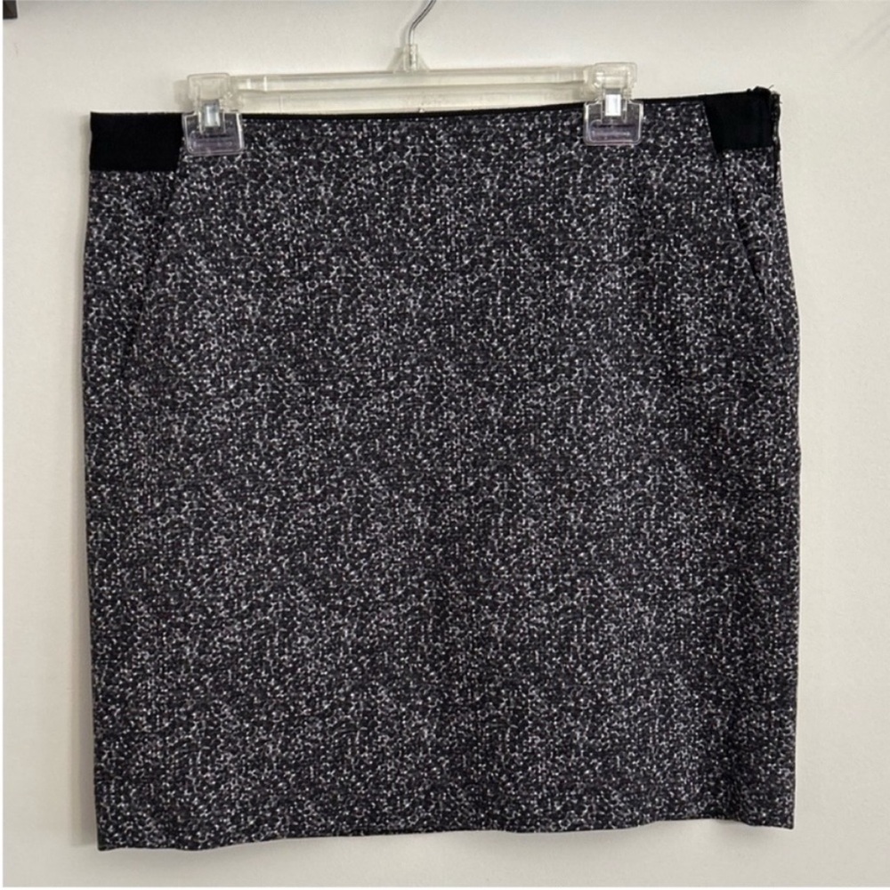 Theory Thais Tweedy Stretch Black Grey Dot Skirt Side Zip Size 12